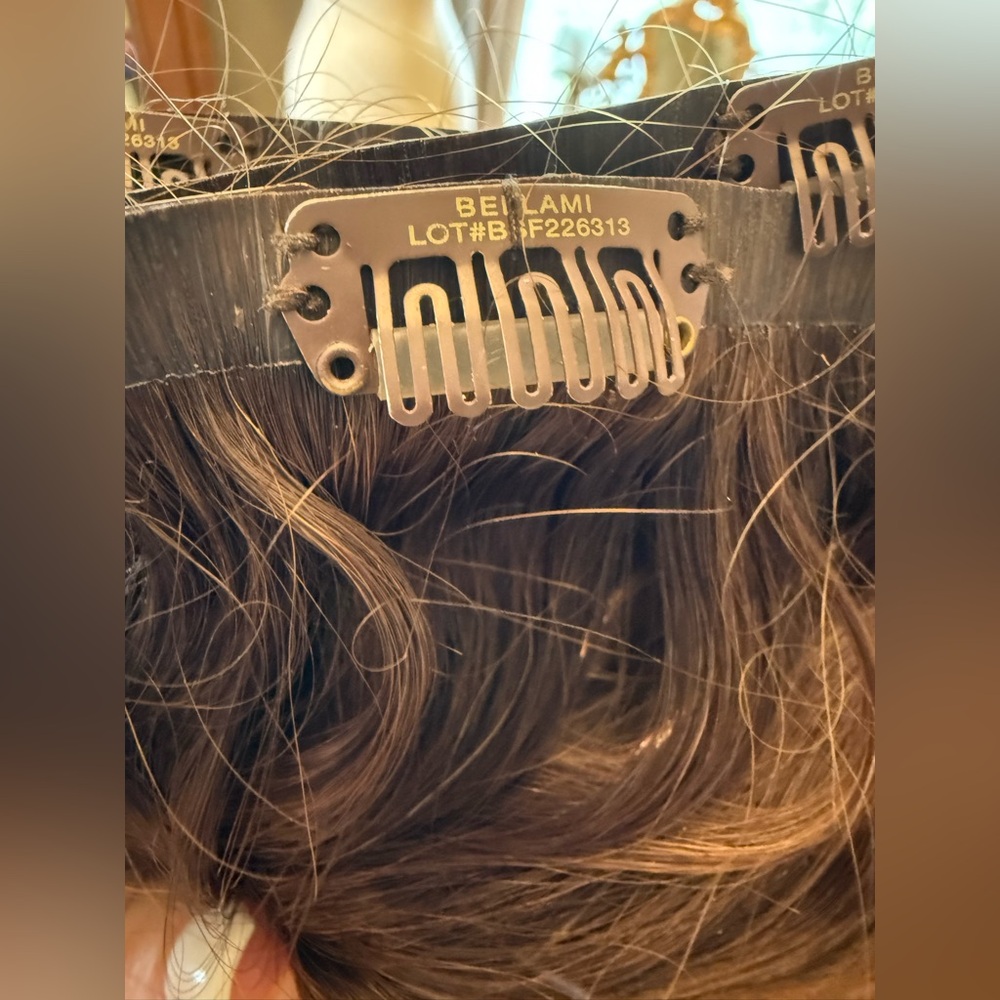BELLAMI Silk Seam 220 G 6-Piece Dark Brown / Chestnut Brown Clip In Extensions - Picture 5 of 8